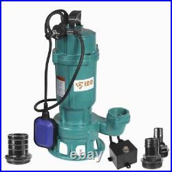 1500W Submersible Dirty Water Pump Grinder Sewage Well Septic Flood Sewage Sump