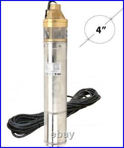 4 Deep Well Borehole Submersible Pump Clean Water Stainless Steel 750W 60M Head