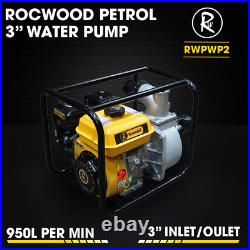 Petrol Water Pump 3 6.5HP 4 Stroke Engine RocwooD 950 Litres Per Min