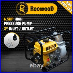 Petrol Water Pump 3 6.5HP 4 Stroke Engine RocwooD 950 Litres Per Min