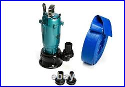 Submersible Sewage FLOOD Water Drain Septic Sump Cesspool Grinding Pump 10m Hose