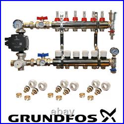 Water Underfloor Heating Kit Stainless Steel Manifolds 2 8 Ports Grundfos Pump